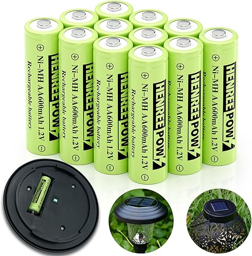 Henreepow Batería recargable de 1.2v 23AA 650mAh para luces solares, batería de alta capacidad de 650mAh, autodescarga baja, Ni-MH 23AA 650mah 1.2v