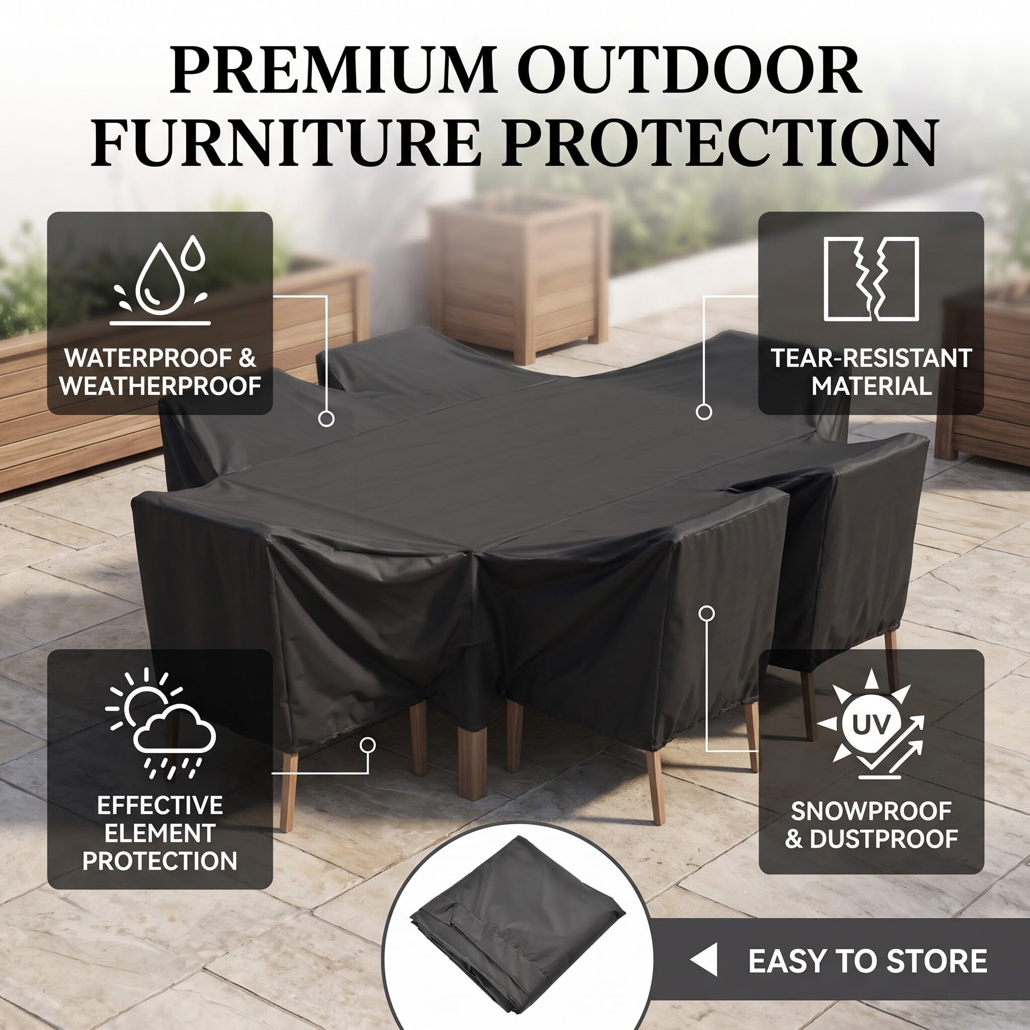 Wakects Abdeckung für Gartenmöbel 150 * 110 * 125 cm Staubdichte Abdeckung für Outdoor-Sofa Wasserdicht Winddicht Reißfest Polyester Abdeckung
