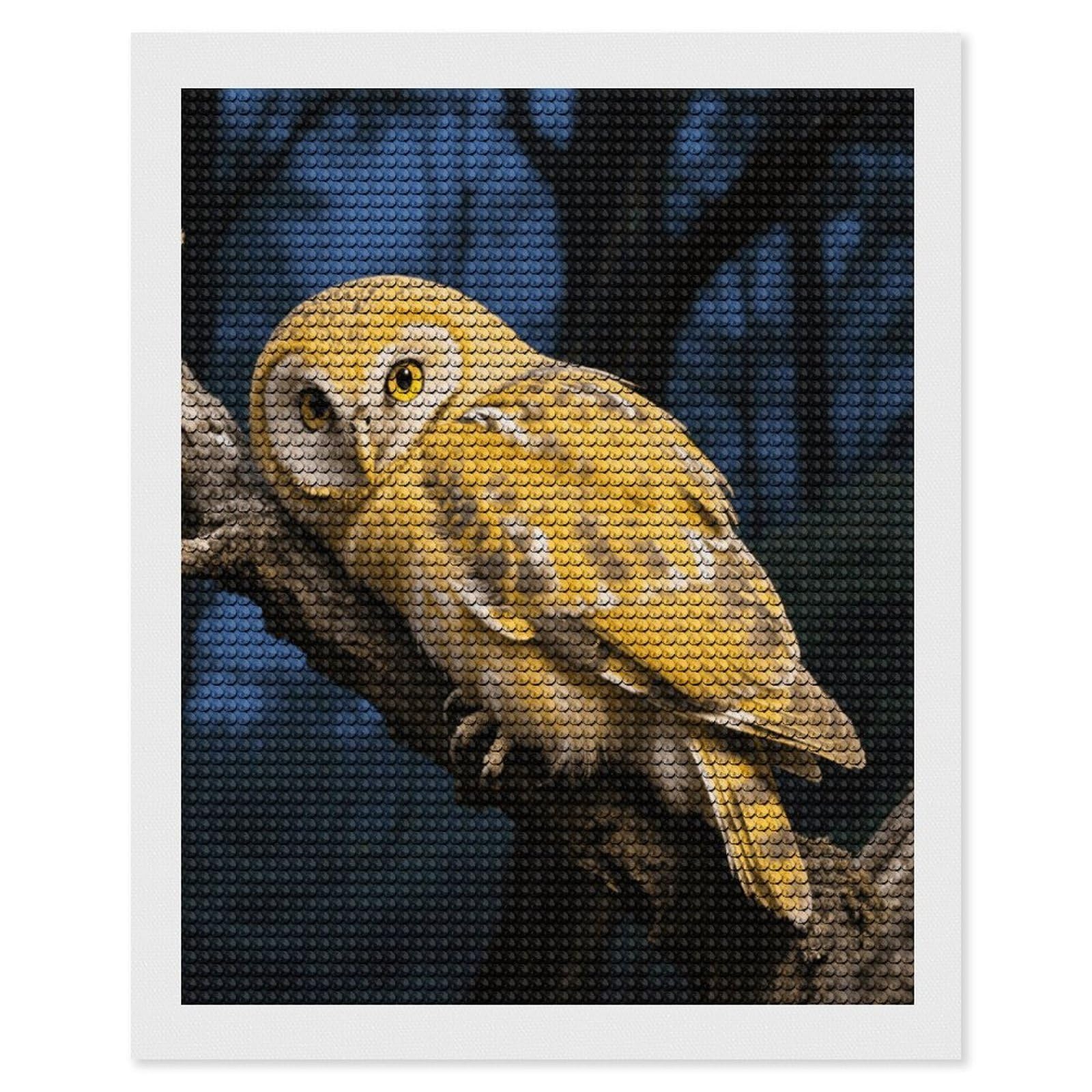FodPand Yellow Snowy Owl 5D Diamond Painting Kits for Adults Beginners Full Drill Round Diamond Dots Pictures Gem Art Supplies for Home Wall Room Decoration DIY Craft Set Gift 16x20
