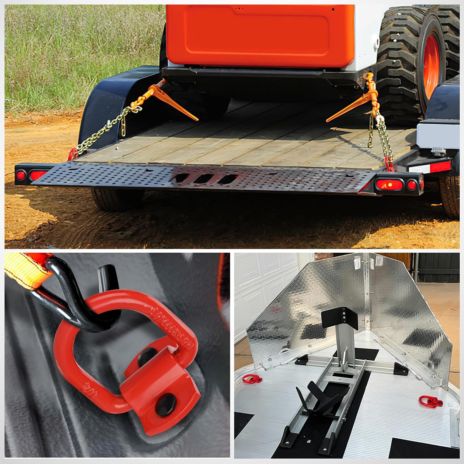 Nilight 4 PCS D Ring Tie Down Anchor 1/2" Heavy Duty Rings with Screws Bolts on Trailer Truck Bed Cargo 12000 Lbs Break Strength Hook Red