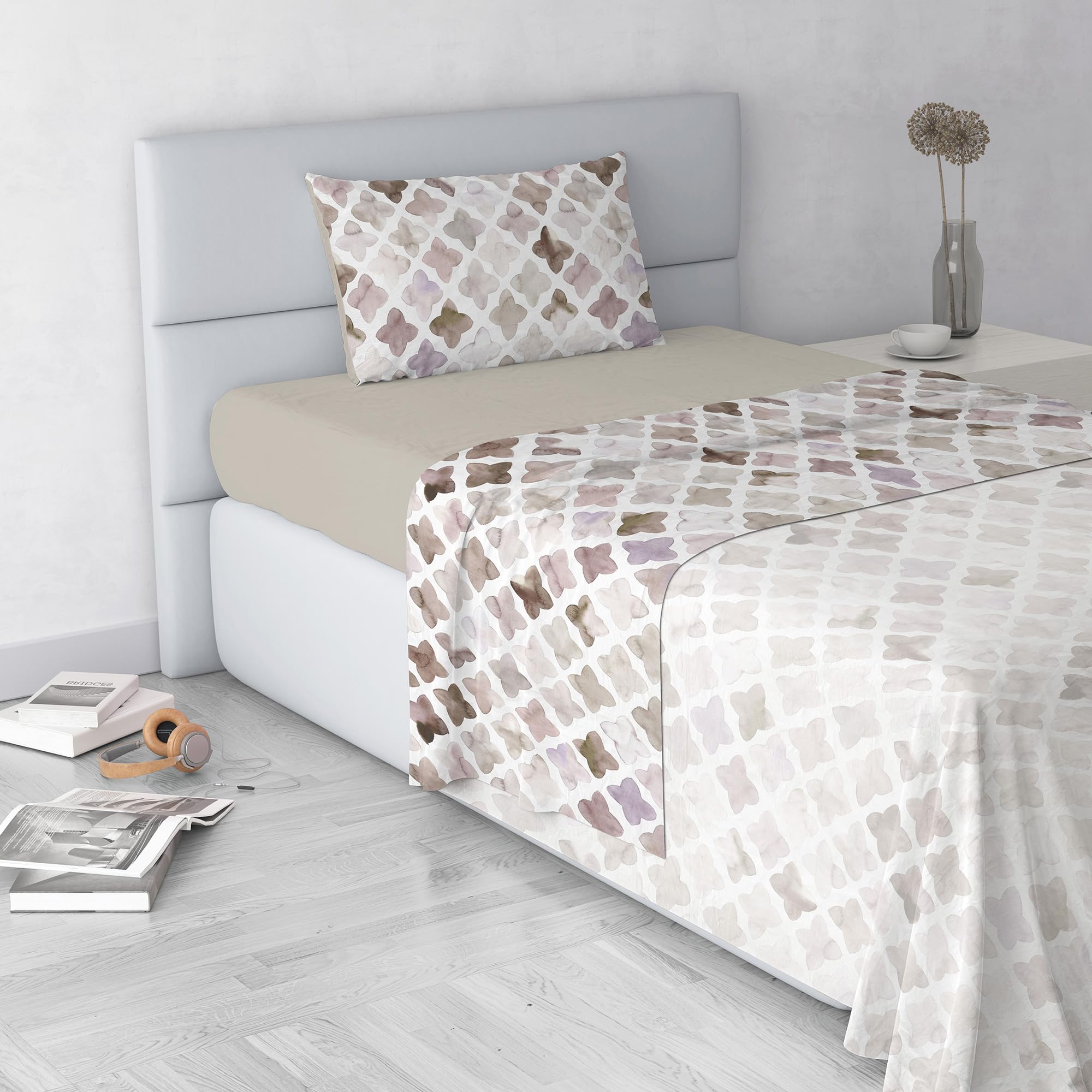 Italian Bed Linen Fashion Microfibre Duvet Cover Set, Made in Italy, Florence, Single