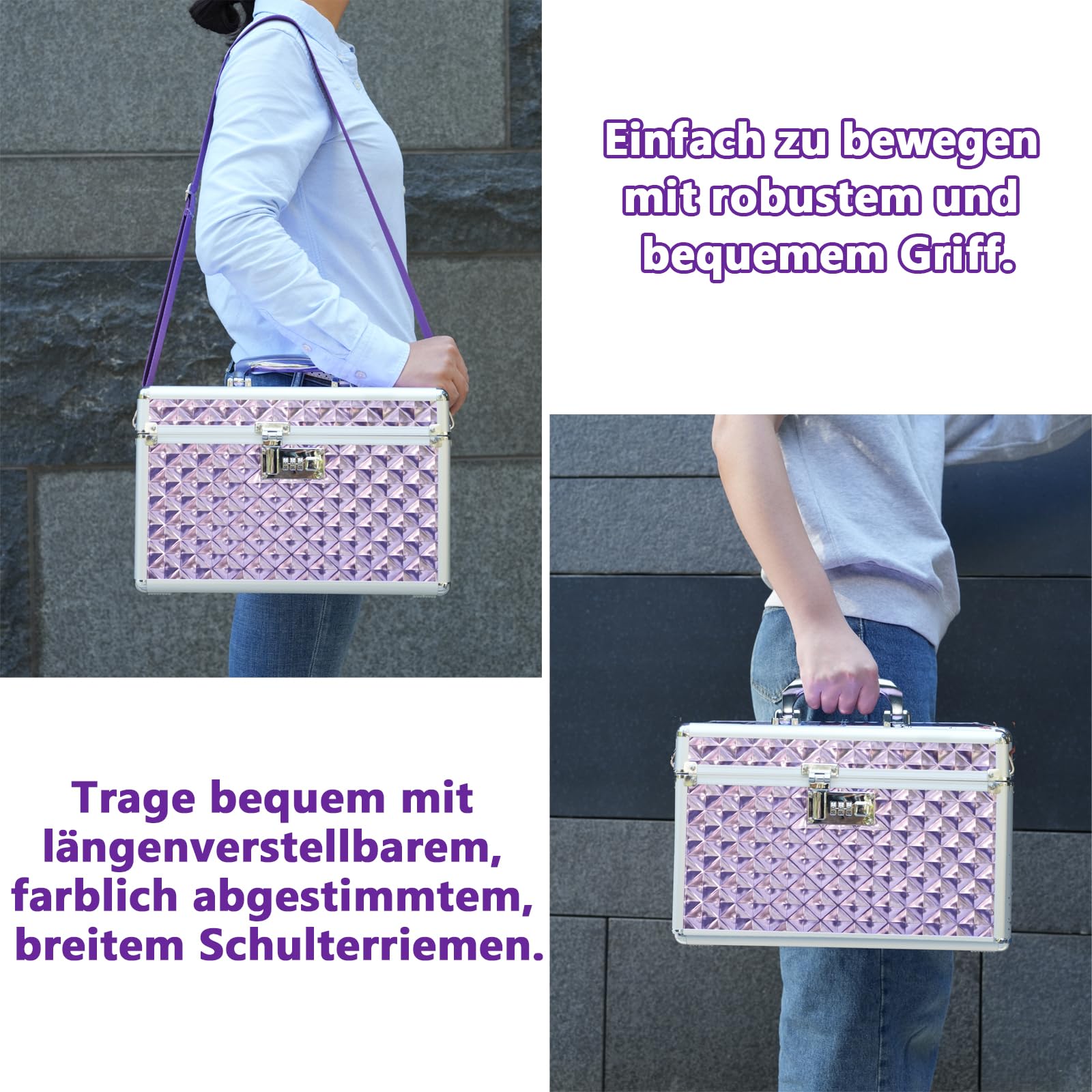 Aufbewahrungsbox mit Zahlenschloss, abschließbare Medikamentenbox, leere Erste-Hilfe-Box, Sicherheitsbox, vielseitige abschließbare Box für Zuhause und im Freien (Purple, Large)