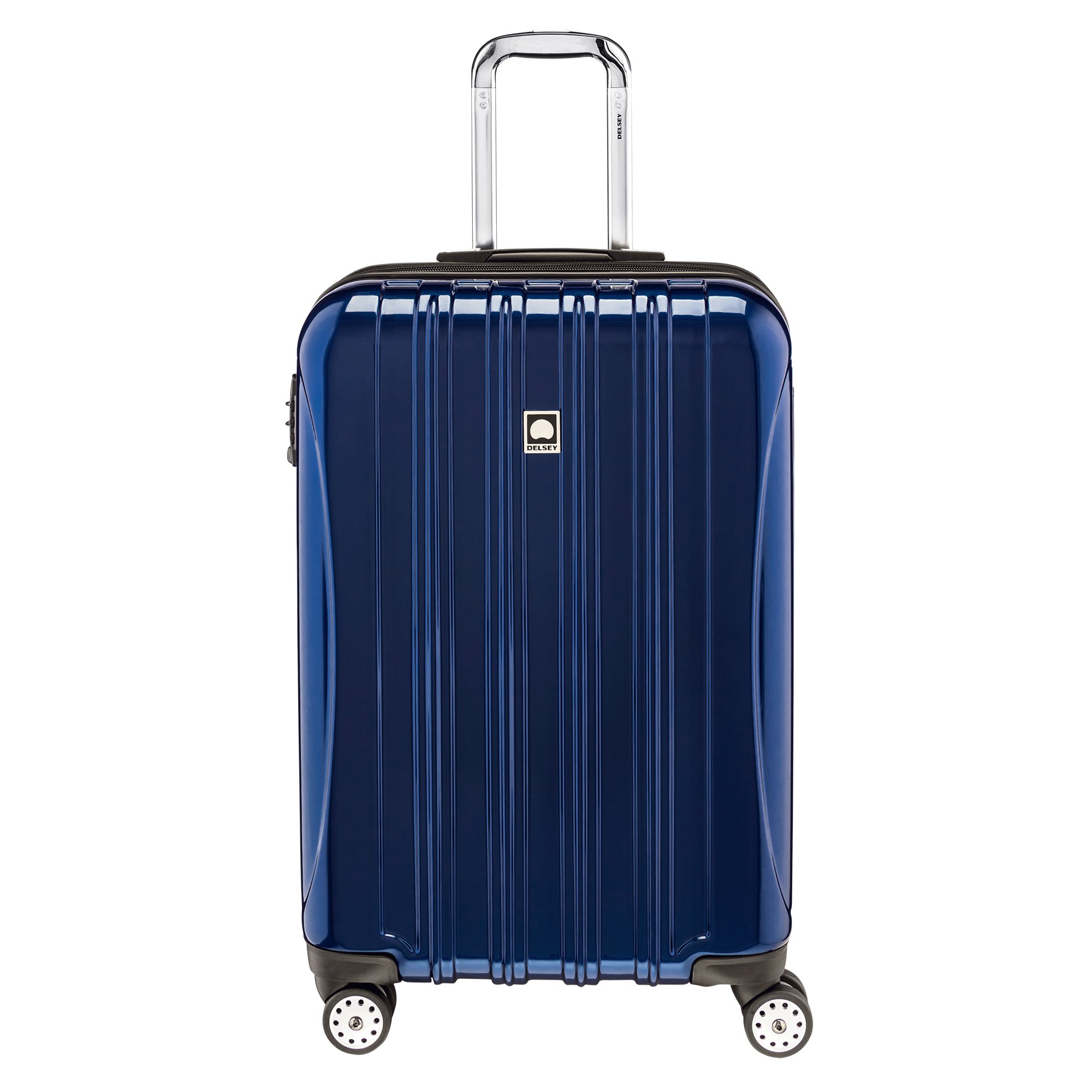 DELSEY Paris Helium Aero Hardside Expandable Luggage with Spinner Wheels, Blue Cobalt, Checked-Medium 25 Inch