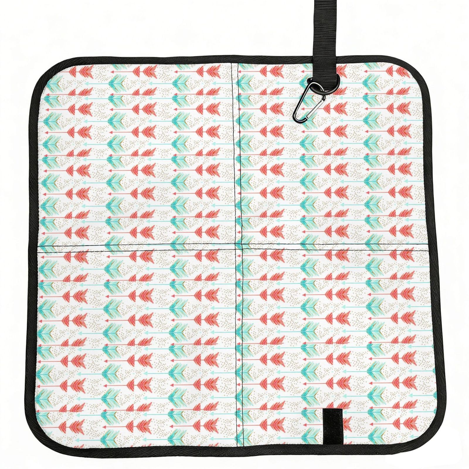 ERCgad Coral And Teal Arrows Print Foldable Seat Cushion Portable Chair Pad Lightweight Travel Outdoor Office Home