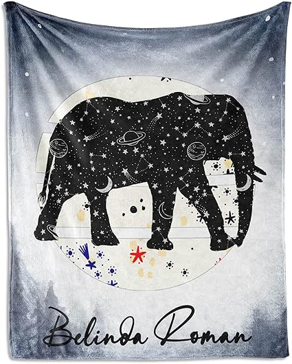 Custom Elephant Throw Blanket for Kids - 40x50 Inches Crib Size - Soft Fluffy Cozy Blankets Gift - Grey Novelty Blanket Throws for Travel, Office