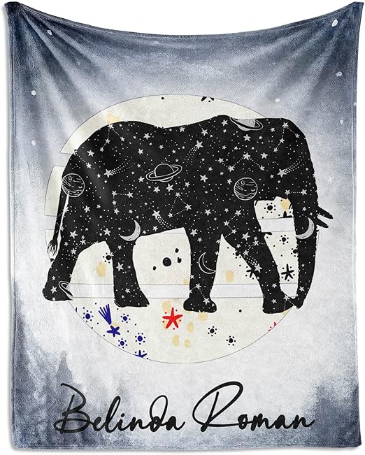 Custom Elephant Throw Blanket for Kids - 40x50 Inches Crib Size - Soft Fluffy Cozy Blankets Gift - Grey Novelty Blanket Throws for Travel, Office