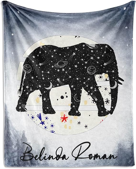 Custom Elephant Throw Blanket for Kids - 40x50 Inches Crib Size - Soft Fluffy Cozy Blankets Gift - Grey Novelty Blanket Throws for Travel, Office