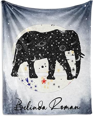 Custom Elephant Throw Blanket for Kids - 40x50 Inches Crib Size - Soft Fluffy Cozy Blankets Gift - Grey Novelty Blanket Throws for Travel, Office