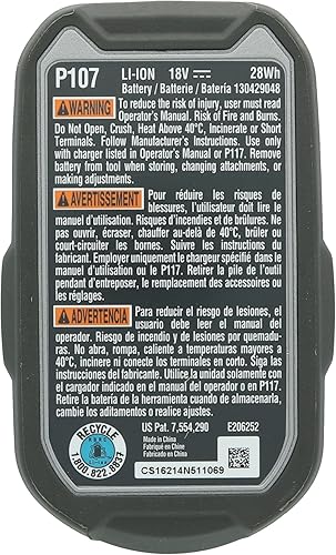 Miniatura 3 de Paquete de batería Ryobi P107 One+ de 18 voltios, compactas, de iones de litio, 1,5 Ah (1 batería)