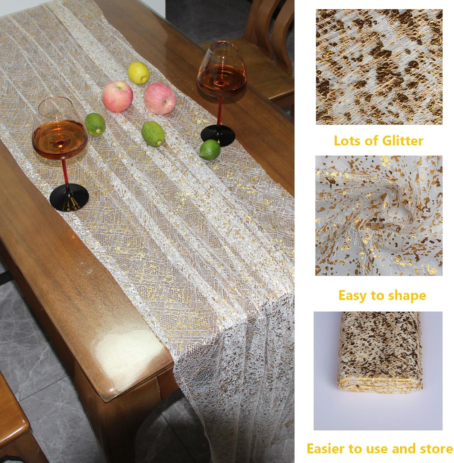 3PCS 35 Inch by 3.3 Yards White Glitter Tulle Fabric Fabric Spool Tulle Ribbon for DIY White Tutu Bow Baby Shower Birthday Party Wedding Decorations Christmas Gift Wrapping Craft Supplies