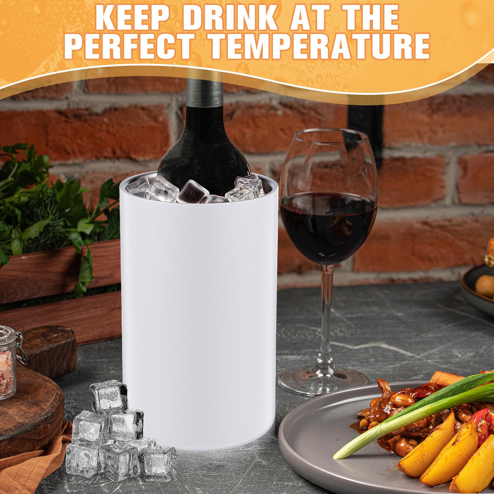 Potchen 6 Pack Wine Chiller Bucket Wine Bottles Cooler Bulk, Stainless Steel Double Wall Insulated Champagne Ice Bucket for Parties,Fits for 750 ml Bottles (White) — Amazon image 6