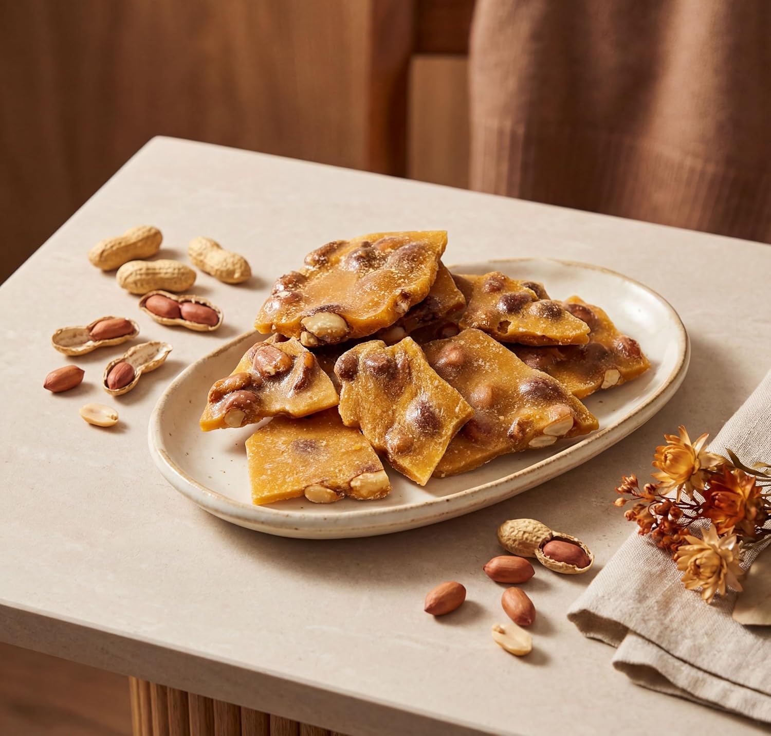 Peanut Brittle Smooth Creamy Crunchy Sweet Fresh Snack - 2.5 lbs in a Resealable Bag to Ensure Freshness