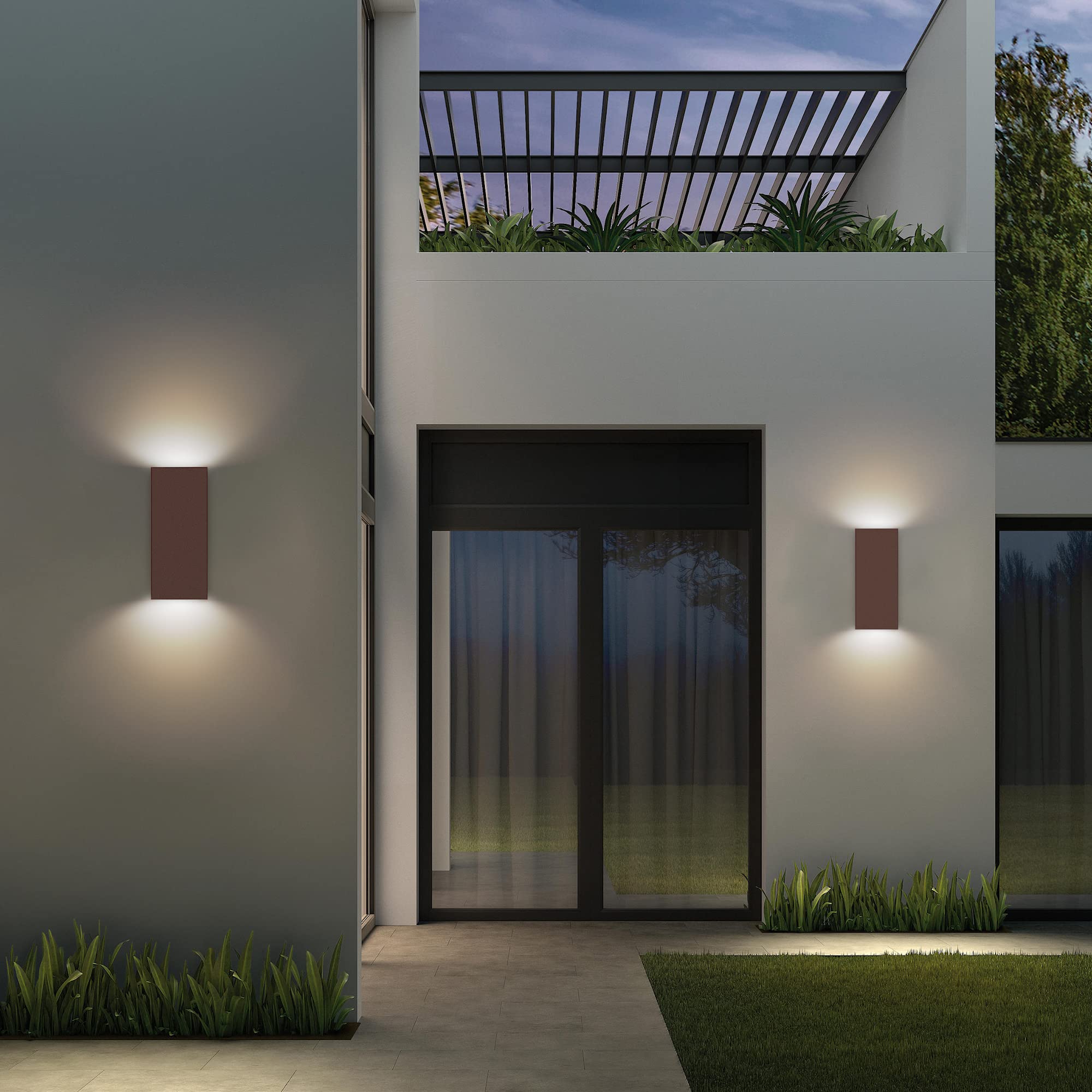 Klighten 4 Piezas Cuadrado Lámpara pared Exterior/Interior, IP65 Impermeable Color óxido Aplique Pared Exterior, GU10 Luz Pared de Aluminio Moderno para Jardines Pasillo Terraza, Bombilla no Incluida