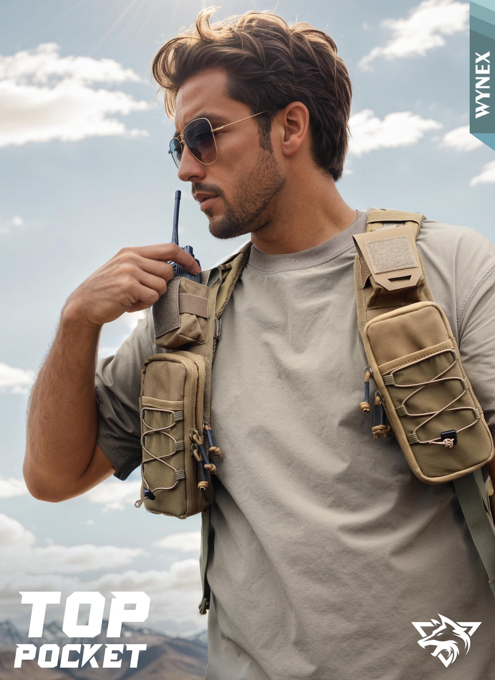 WYNEX MOLLE Fundita para Correa de Mochila, Accesorio EDC, Bolsillo para Teléfono Móvil para Senderismo, Camping, Viajes y Aire Libre