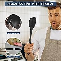 Vista 4 de HOTEC - Espátula de cocina de silicona resistente al calor, cucharas grandes y sólidas de cocina con ranuras para mezclar, servir, raspar