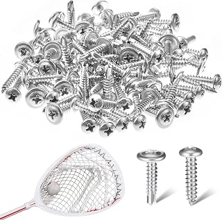 Hicarer 100 Pcs Lacrosse Screws Self Tapping Lacrosse Shaft Screw Stainless Steel Head Screws for Sticks and Heads