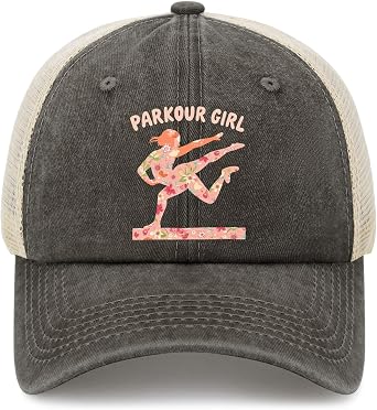 Parkour Girl Floral Hat Funny Trucker Hats Women Baseball Hat Funny Gifts