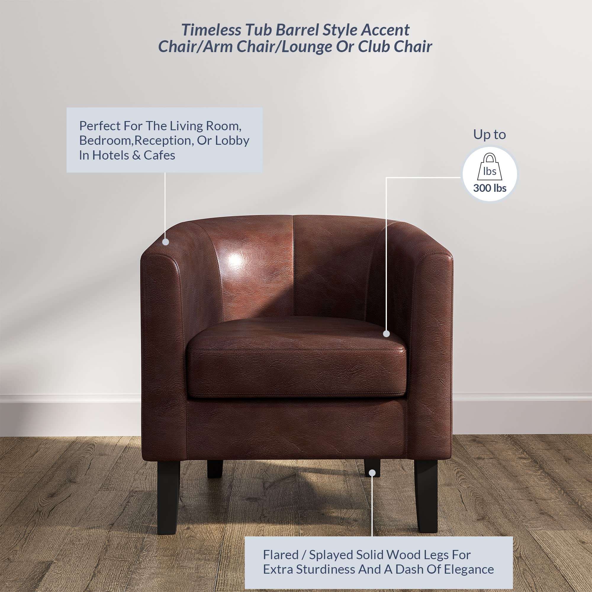 Amazon.com: BELLEZE Accent Barrel Chair, Club Tub Sofa Corner