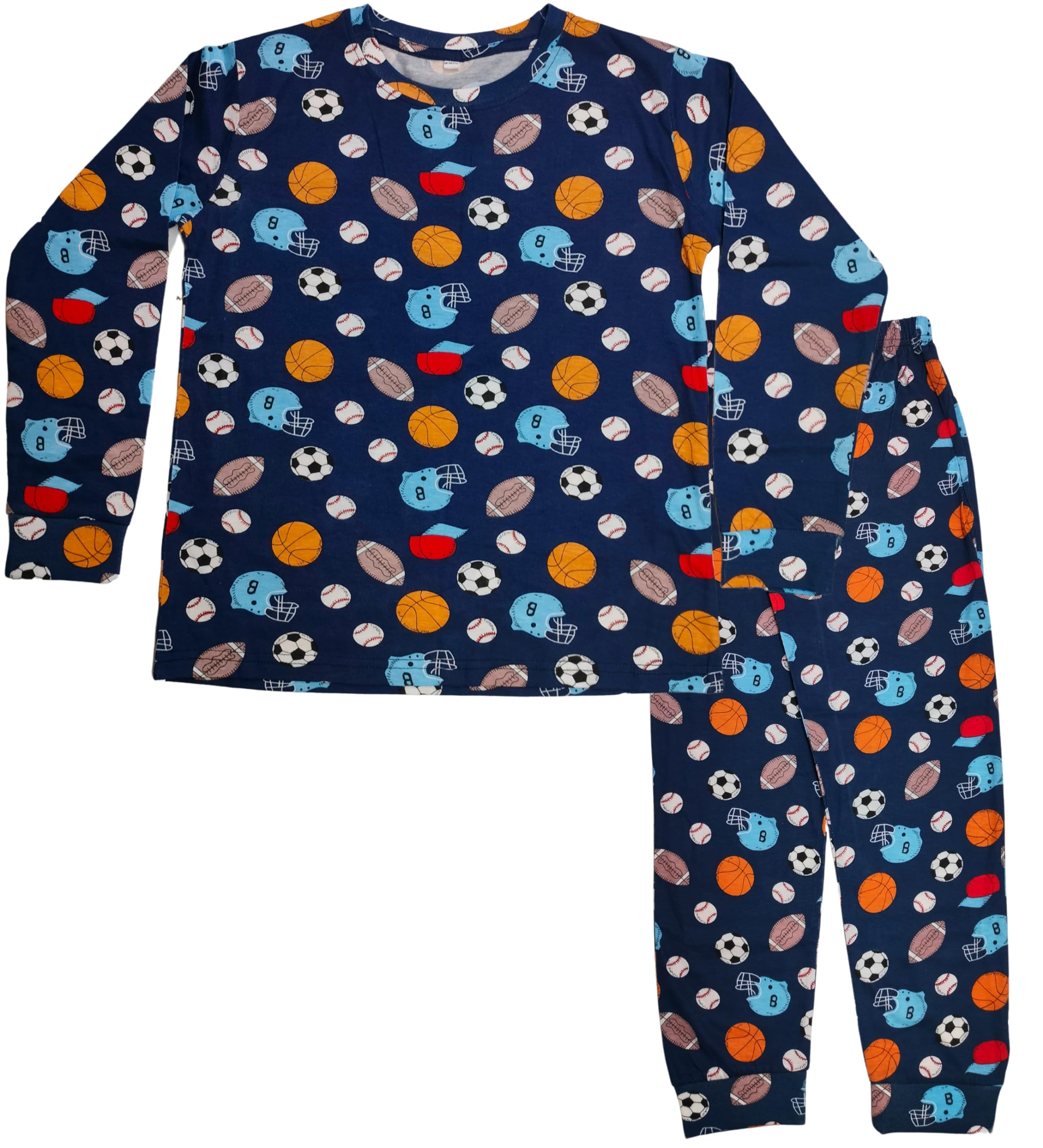 Hestia|H.Nsg.7|Kids Boys Nightwear|Sleepwear|Cotton|Trouser Full Sleeves Pajama Set Tshirt|Elastic Waist|Night Dress With Pyjama Tshirts For Boys|Rugby Football Printed|Blue Color|Set 1,6-8 Years - Image 8 thumbnail