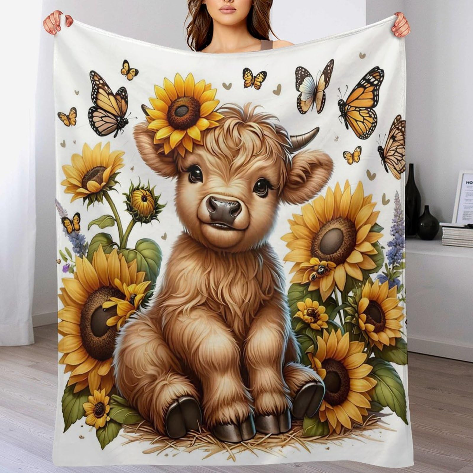 Couverture vache mignonne contre les frissons du soir plaid chaud en flannel 150x200