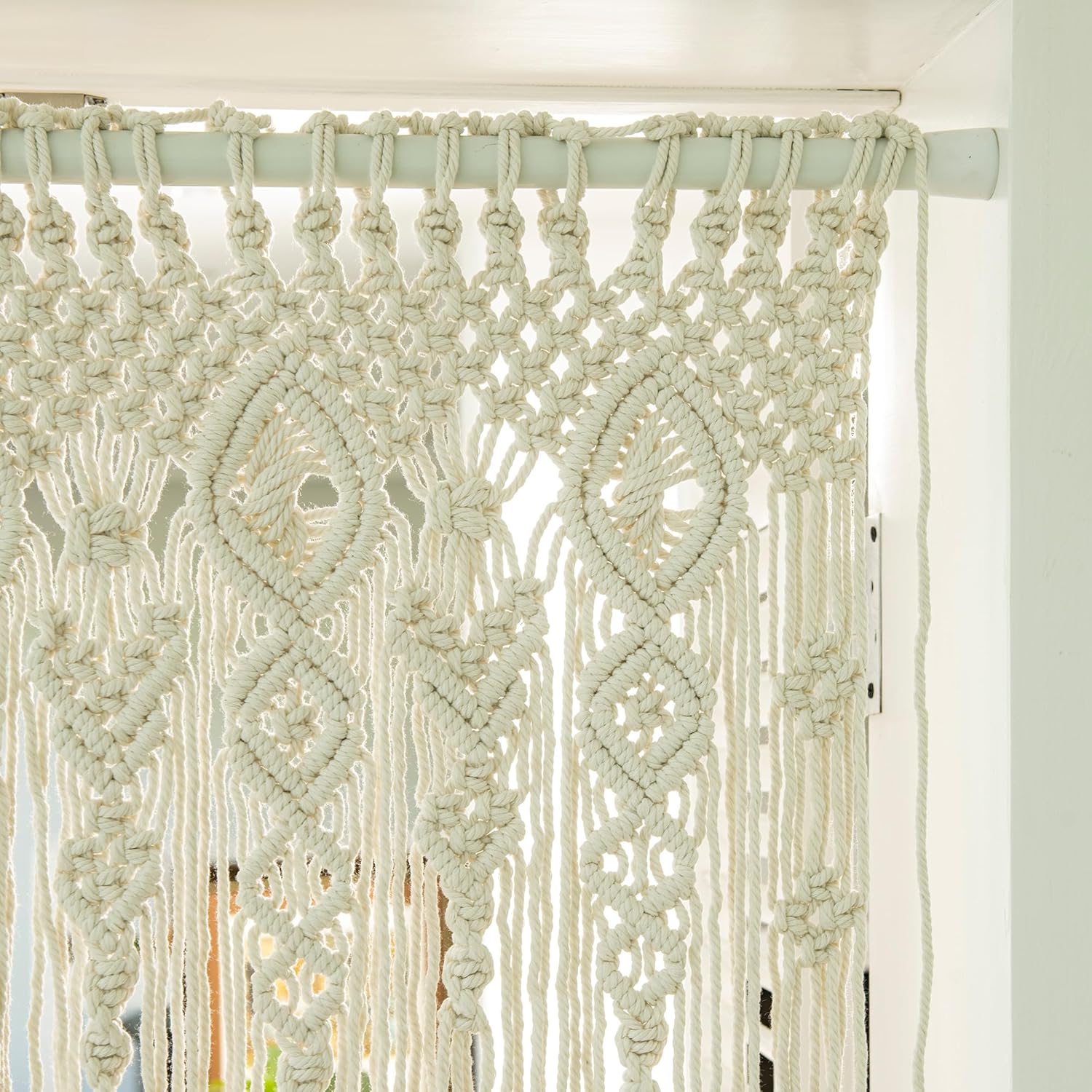 Macrame Door Curtain Bohemian Curtains for Windows Handwoven Boho Wall Hanging for Doorways Room Dividers Bedroom Decor Wedding Tapestry Living Room Farmhouse Cottage 35x70 inch