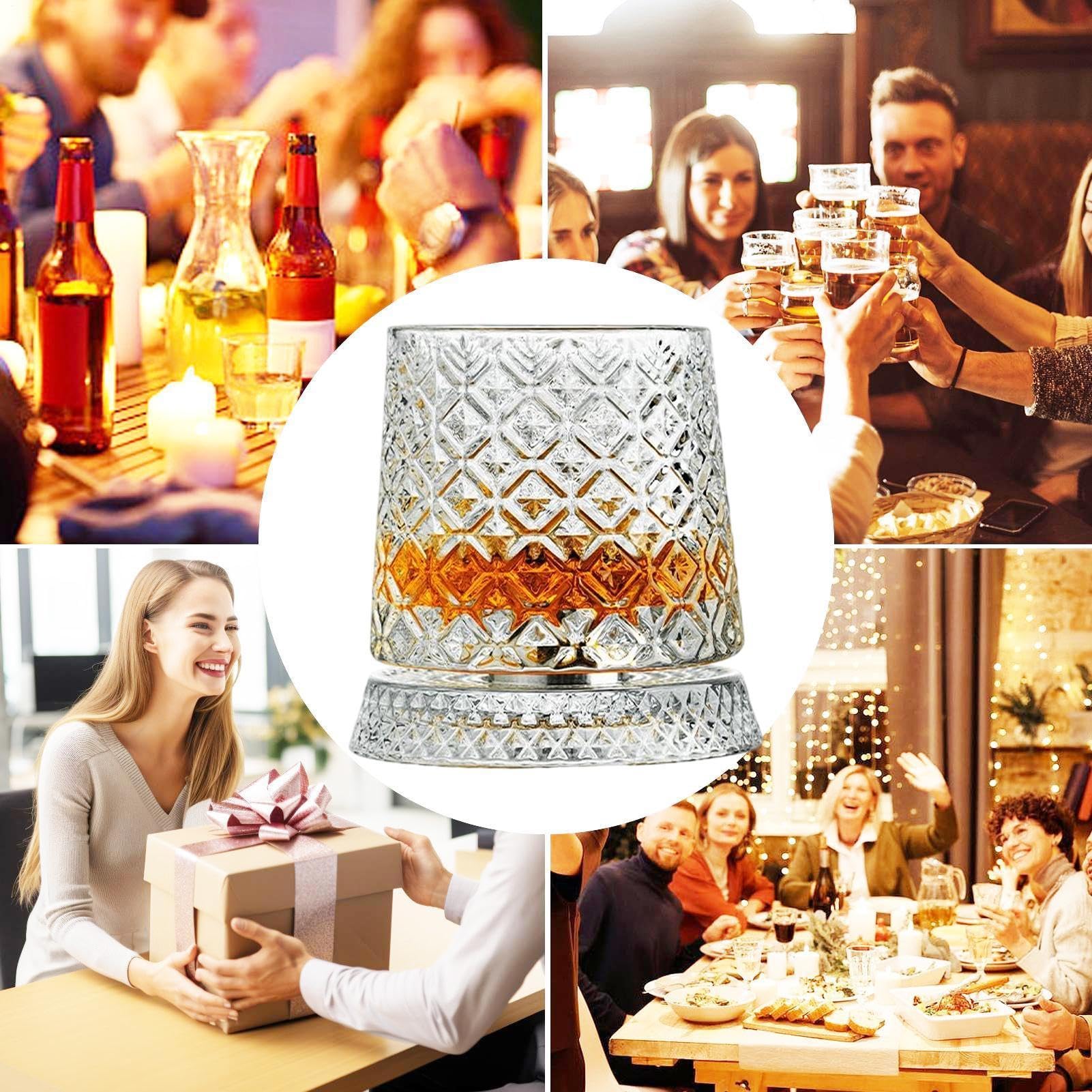 Copas De Vino - Copa De Giratoria Con Función Para Aliviar El Estrés, Base Giratoria De 360 grados, Vasos Transparentes | Gafas De Antiguas | Para Hombres Papá Padre Marido Bebiendo F