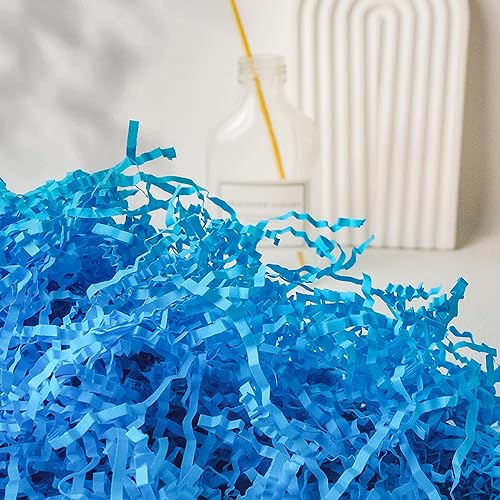 Miniatura 4 de TCAIRG - Relleno de papel de corte arrugado azul claro (12 libra) para envolver regalos y rellenar cestas, papel triturado para caja de regalo, caja