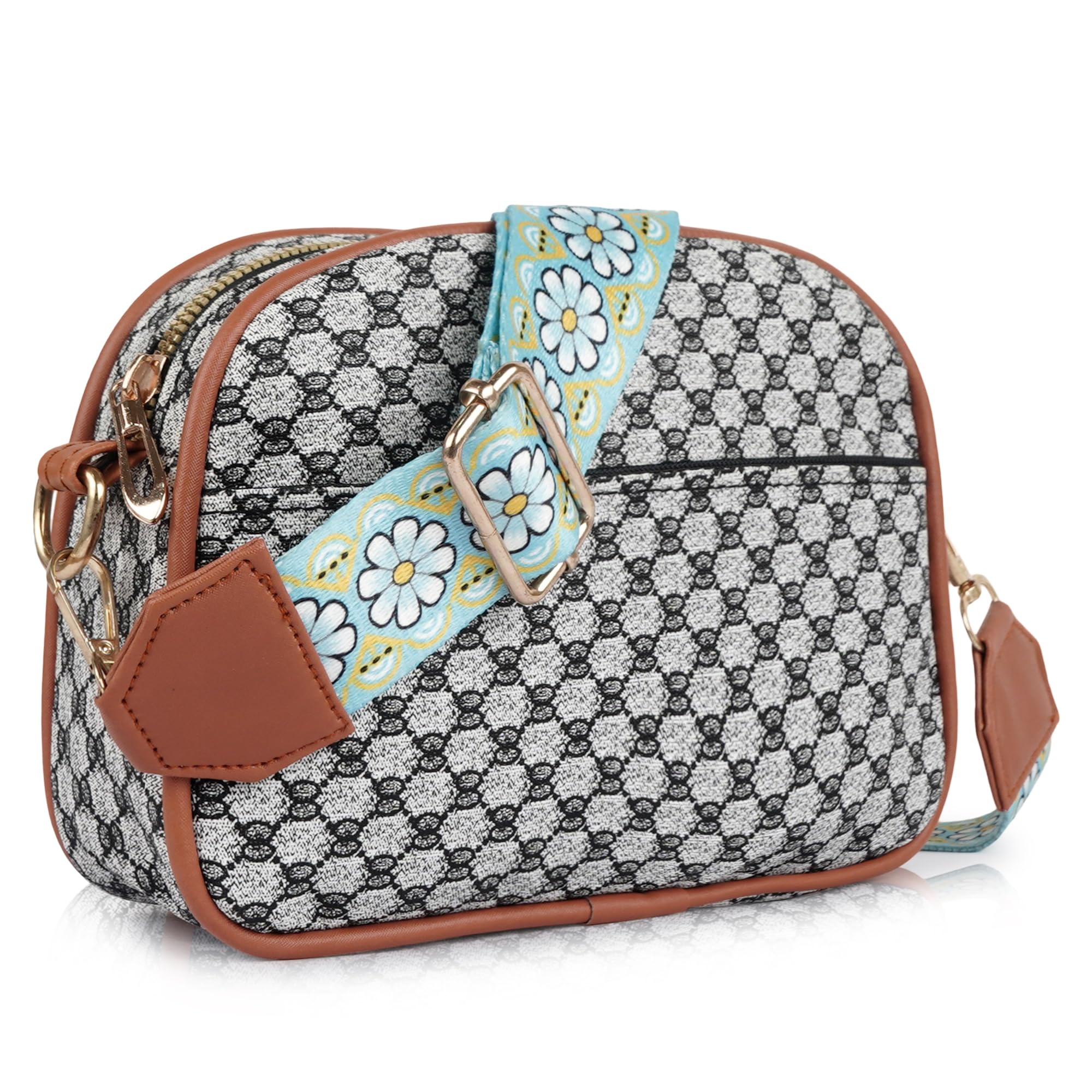 daniel clark Geometric Print Crossbody sling Bag with Adjustable Multicolor Strap-picture-31
