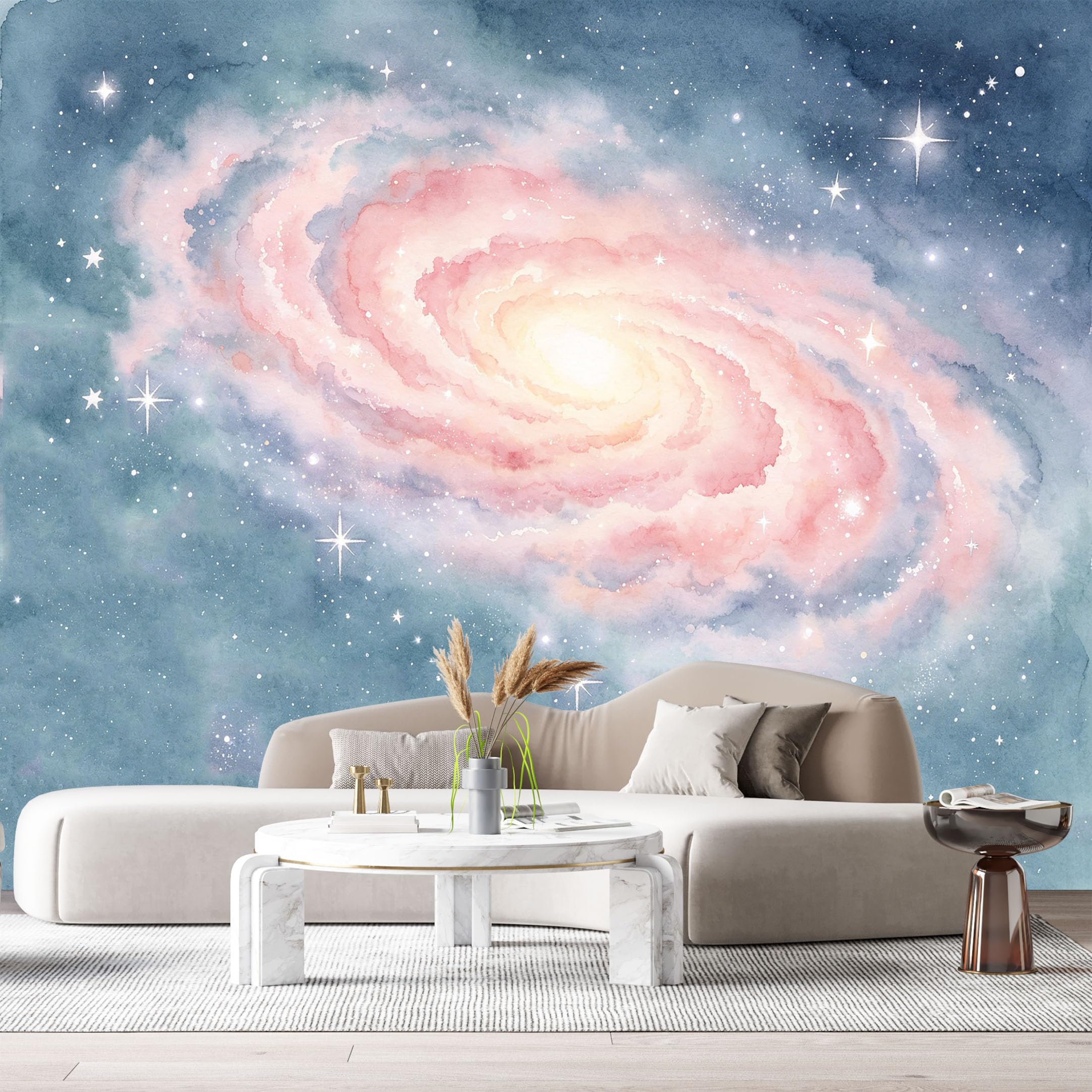 Custom Size Wall Murals Watercolor Galaxy Space Nebula Stars Astronomy SelfAdhesiveWall Fabric Removable Wallpaper Wall Decor for Living Room Bedroom Bathroom
