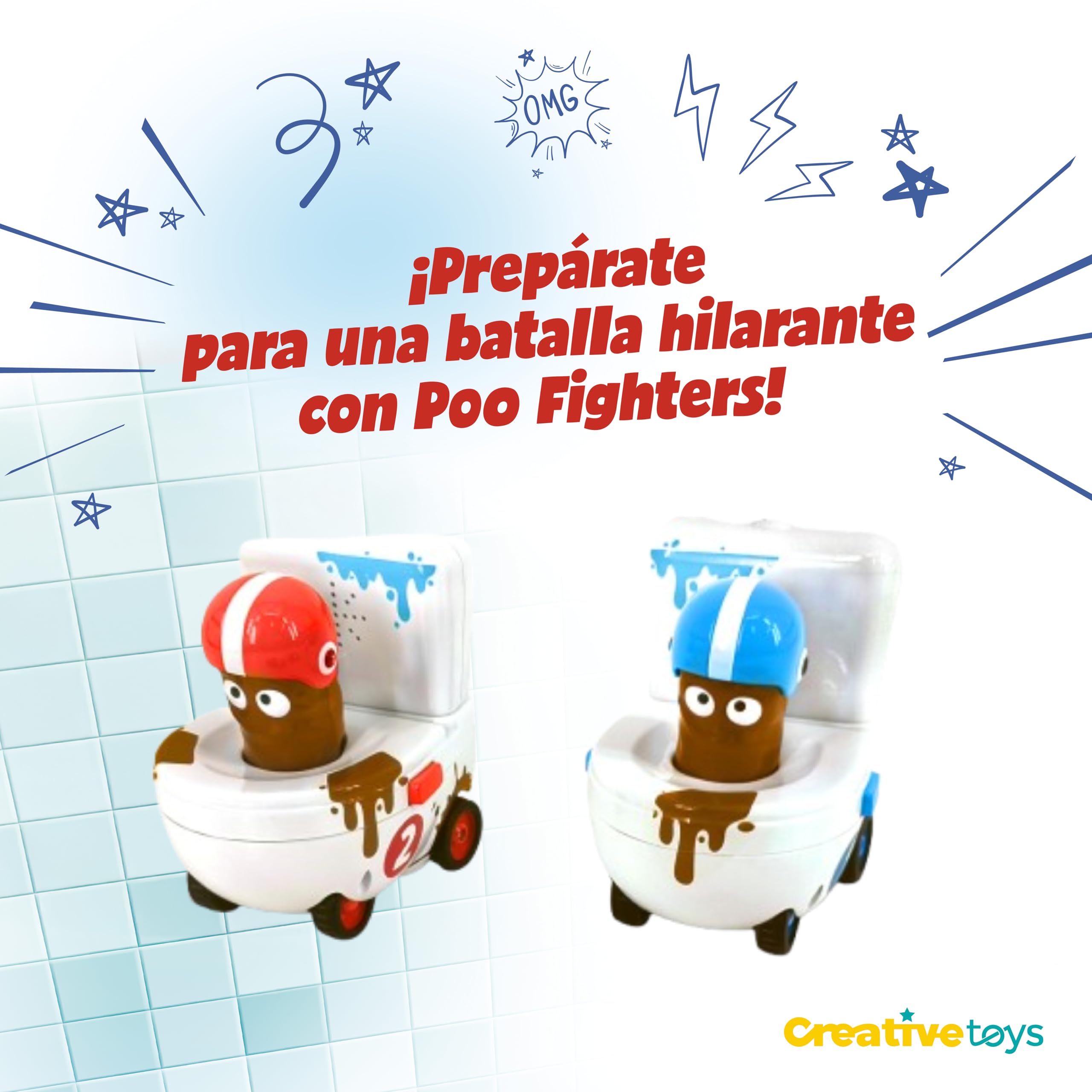 Poo Fighters – interaktywna gra RC dla dzieci, walka o toalety z zdalnie sterowanymi samochodami, zabawnymi wstrząsami i efektami dźwiękowymi, zabawka elektroniczna dla dzieci, idealna na prezent, dla