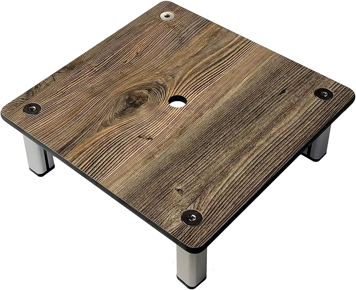 Foreman Potted Plant Stand with Legs (12x12x4) Indoor Outdoor Heavy Duty Versatile Use Weather Resistant Square Plant Support with 10 Year Warranty - Amaretto Pine Wood Grain Pattern