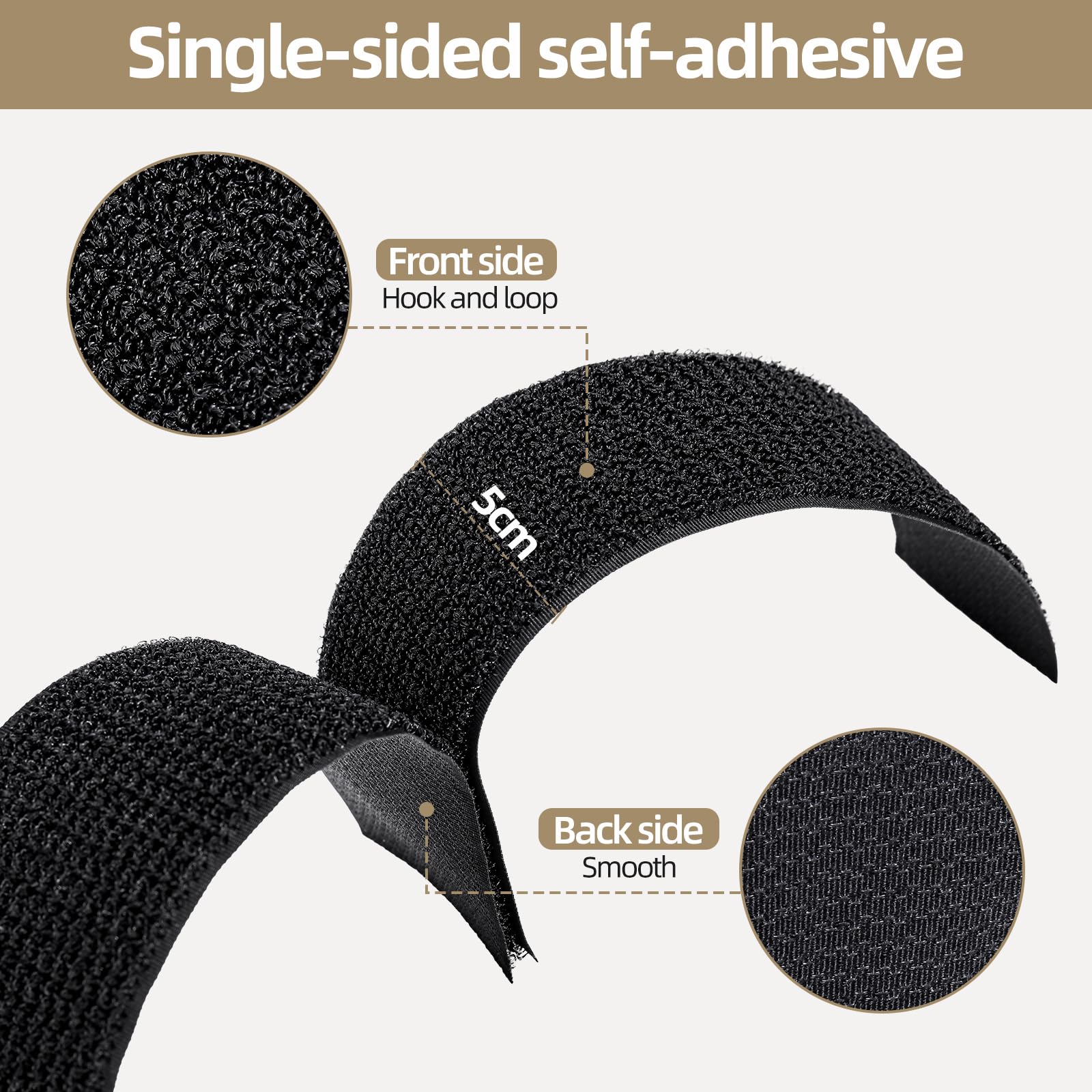 6M x 5CM Fascette Fermacavo con 25 Fibbie, Fascette Fermacavi Riutilizzabili, Cable Management Fascette, Nastro Adesivo a Strappo, Nero Cinghie per Organizzare Cavi, Tubi Flessibili