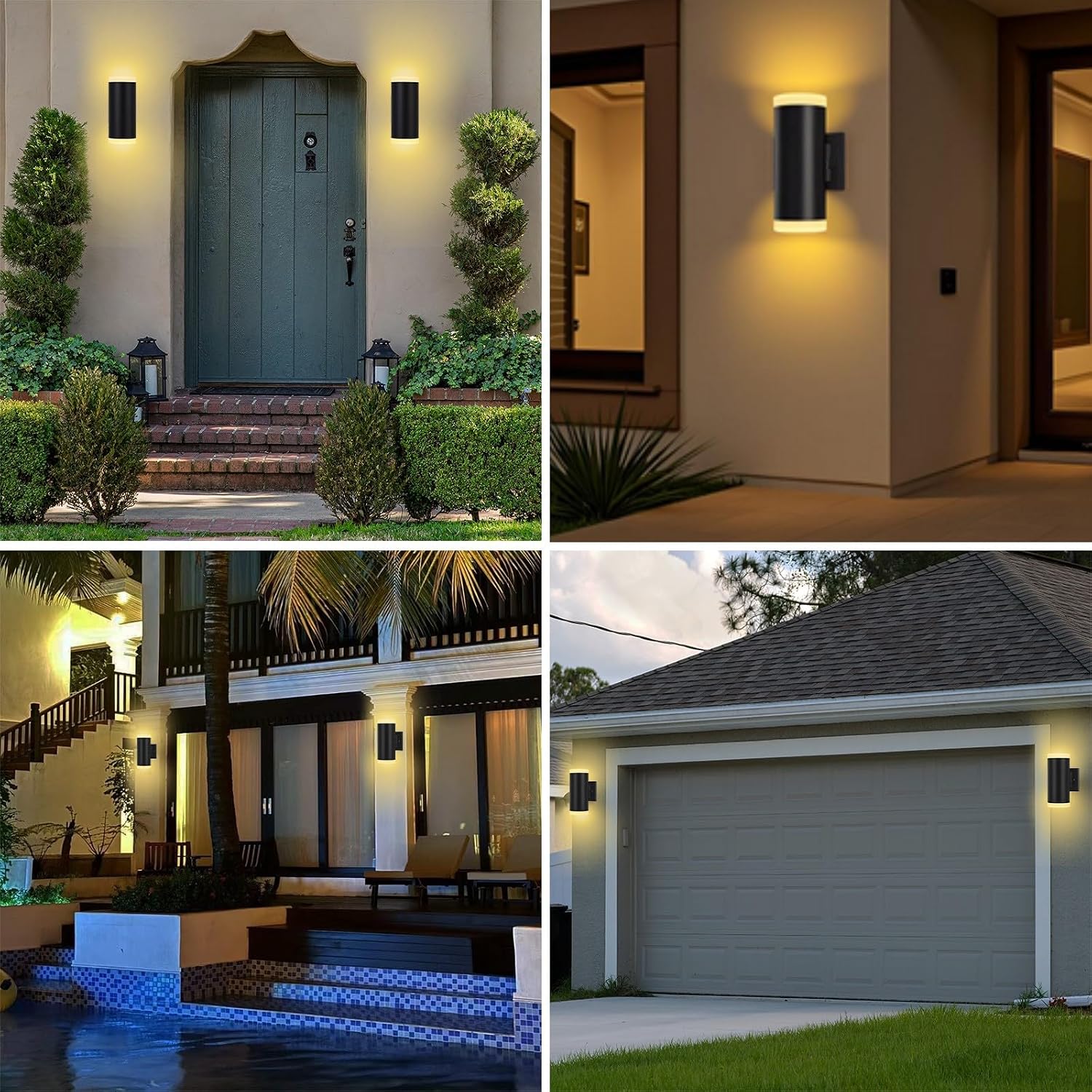 Outdoor Wall Light, ZUUKOLE Waterproof Exterior Wall Sconce, Anti-Rust Aluminum Wall Mount Lighting Cylinder Design – Up Down Wall Light fixtures for Porch, Patio or Garage, 2 Pack