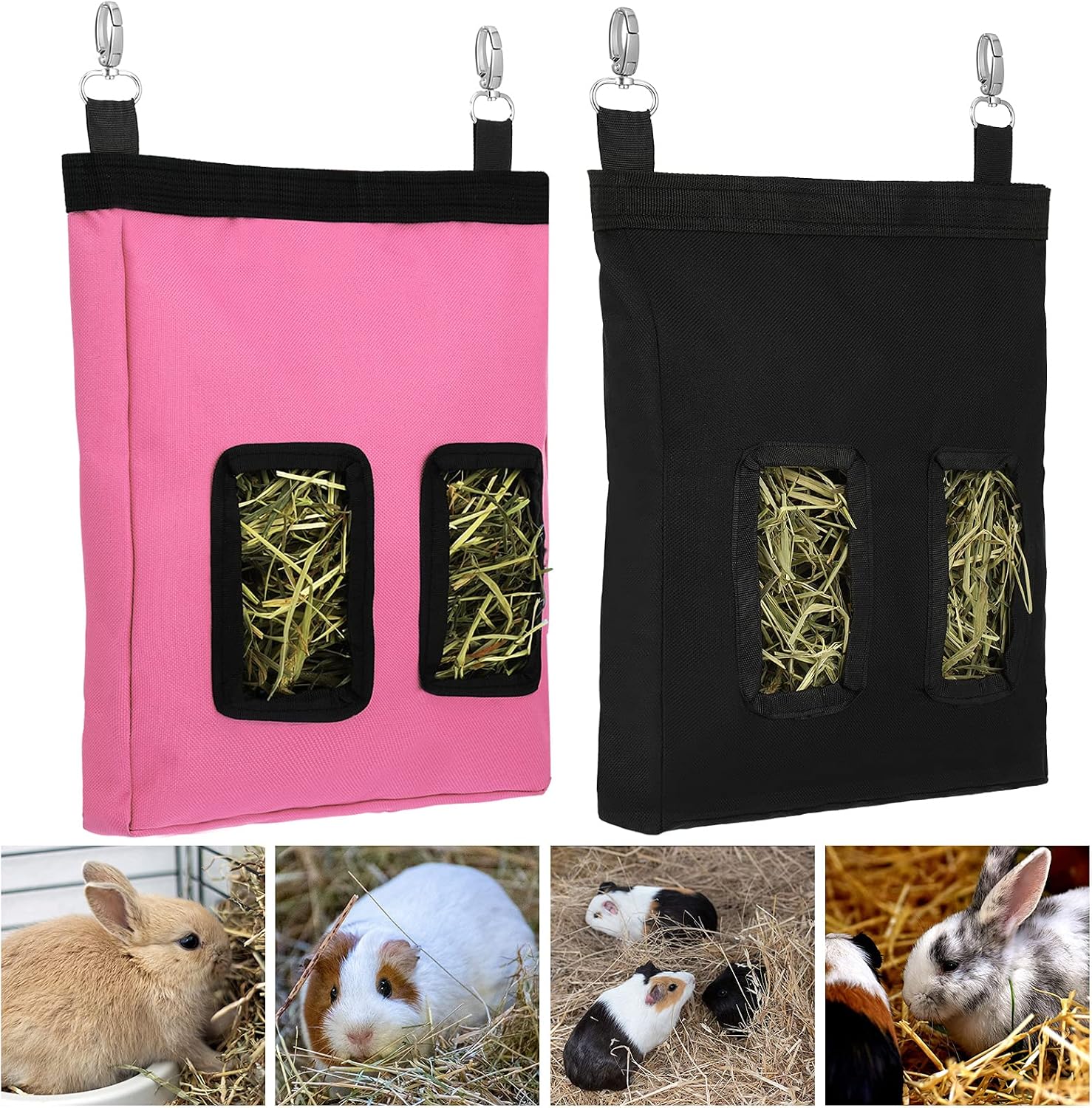 2 Pieces Guinea Pig Hay Bag Rabbit Feeding Bag Small Animal Hay Feeder Bag Hanging Feeder Sack for Rabbit Guinea Pig Chinchilla Hamsters…