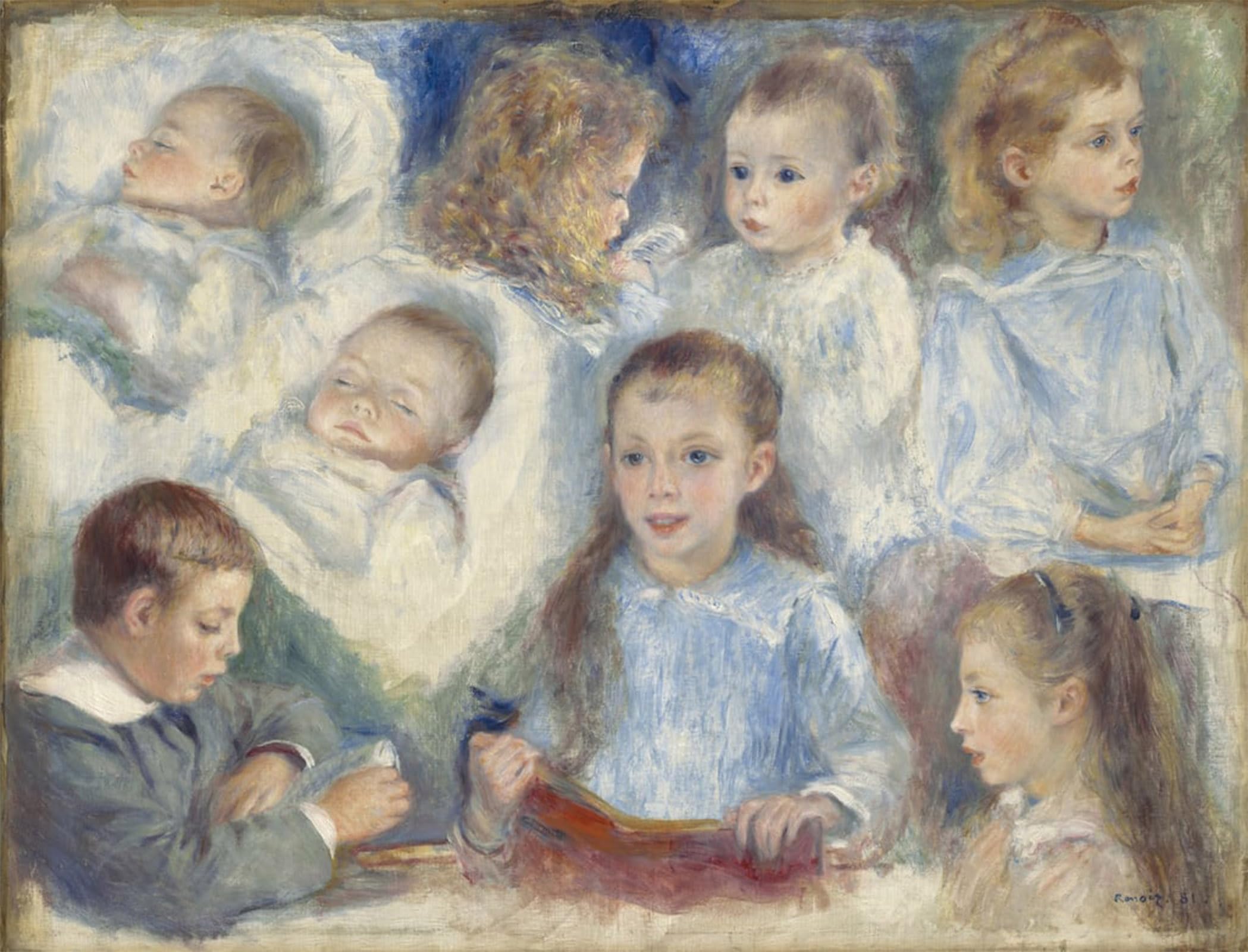 Serendipitp No Frame Abstract Painting Mural Print Picture Wall Decor Painting Studies Of Heads By Pierre Auguste Renoir Vintage Wall Artwork For Home Decor 60X90cm