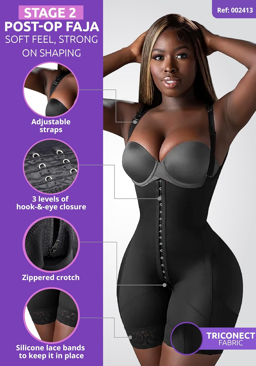 Snatched Body Stage 2 Faja with Bra | BBL Body Faja Post-Op & Everyday Shapewear | Fajas Colombianas Moldeadoras Post Surgery - Image 3