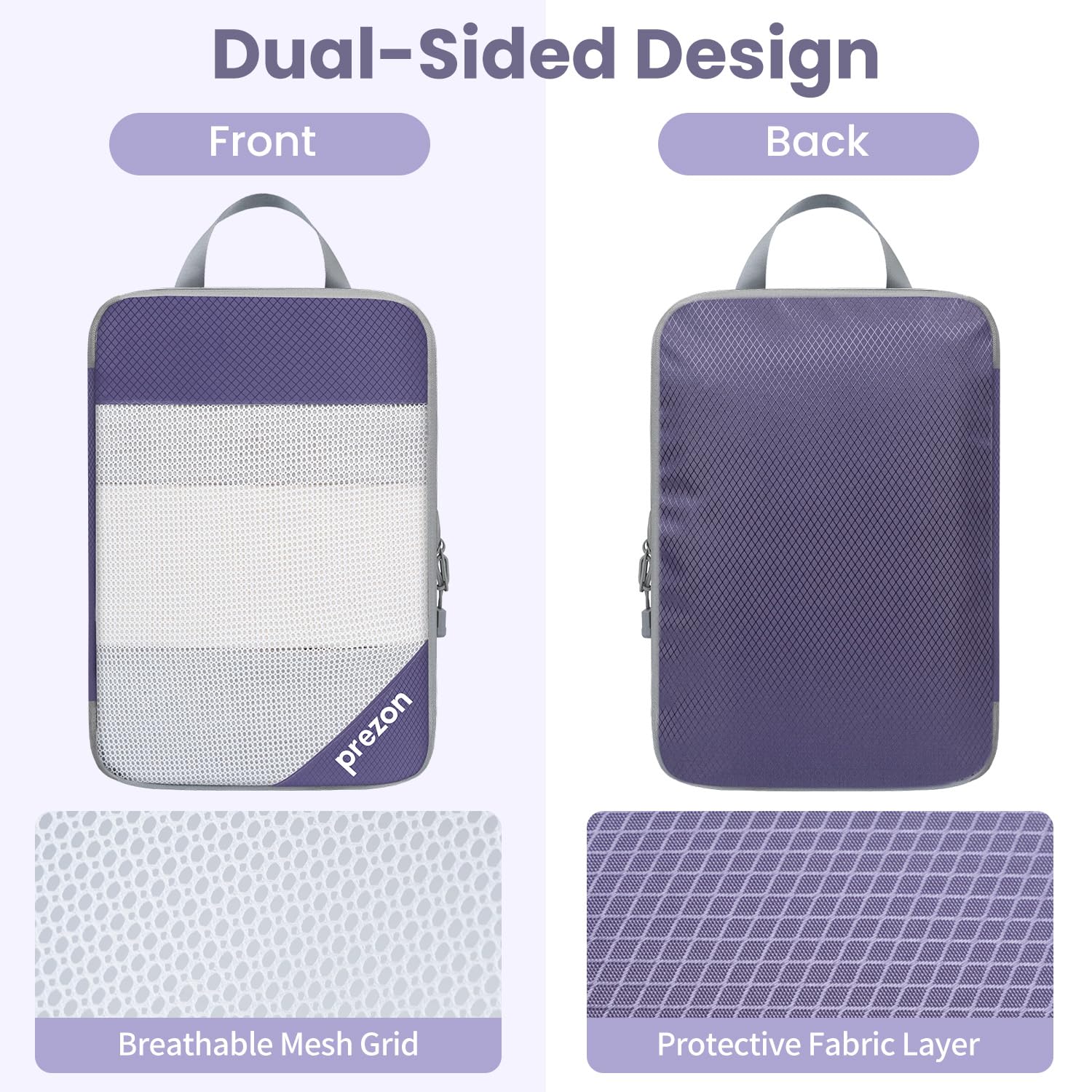 Versatile 6-Set Compression Hollow Packing Cubes, Conception en maille transparente, Peu encombrant et léger, Organiseur de bagages portable et durable, Indigo