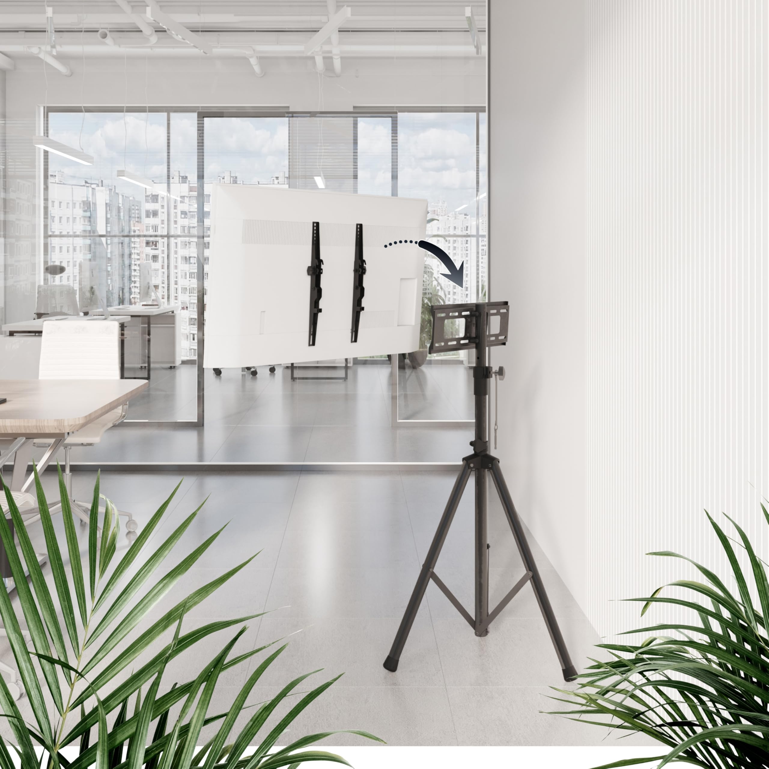 RICOO Soporte TV Base de pie Pedestal Suelo Televisión 32-55" (81–140cm) FS0844 Tripode Inclinable Televisor LED/LCD VESA 200x200-400x400