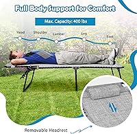 Vista 8 de Tangkula Widen - Sillón plegable y reclinable, portátil con 4 posiciones de respaldo, 2 posiciones de patas, almohada, silla de playa para tomar