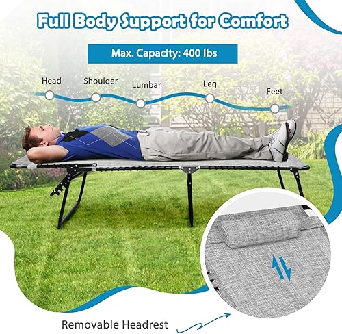 Miniatura 8 de Tangkula Widen - Sillón plegable y reclinable, portátil con 4 posiciones de respaldo, 2 posiciones de patas, almohada, silla de playa para tomar el