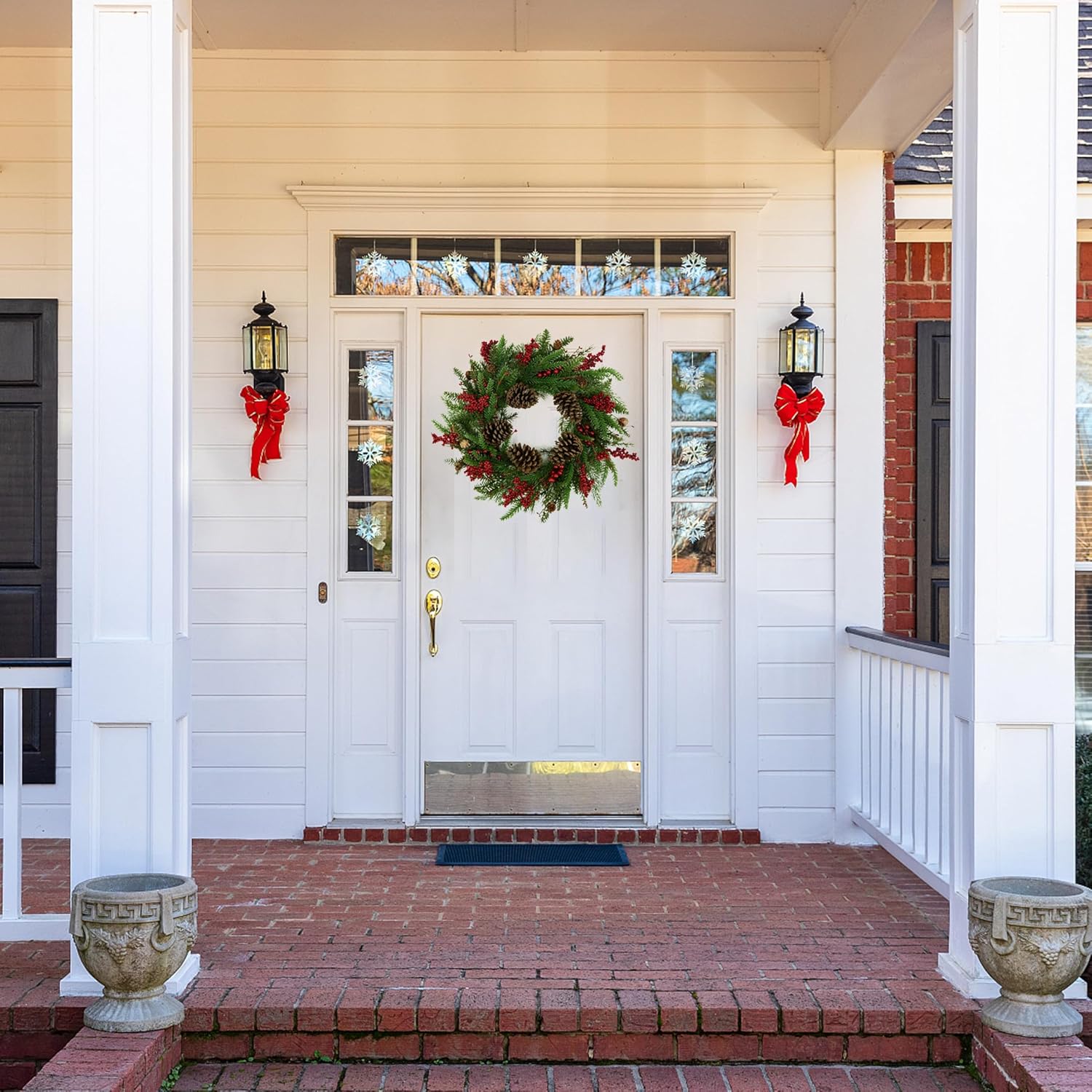 Artificial Christmas Wreaths for Front Door Winter Door Wreath with Big Pine Cones,Pine Needles,Christmas Berry for Front Door Farmhouse Indoor Outdoor Holiday Home Decor - Image 2