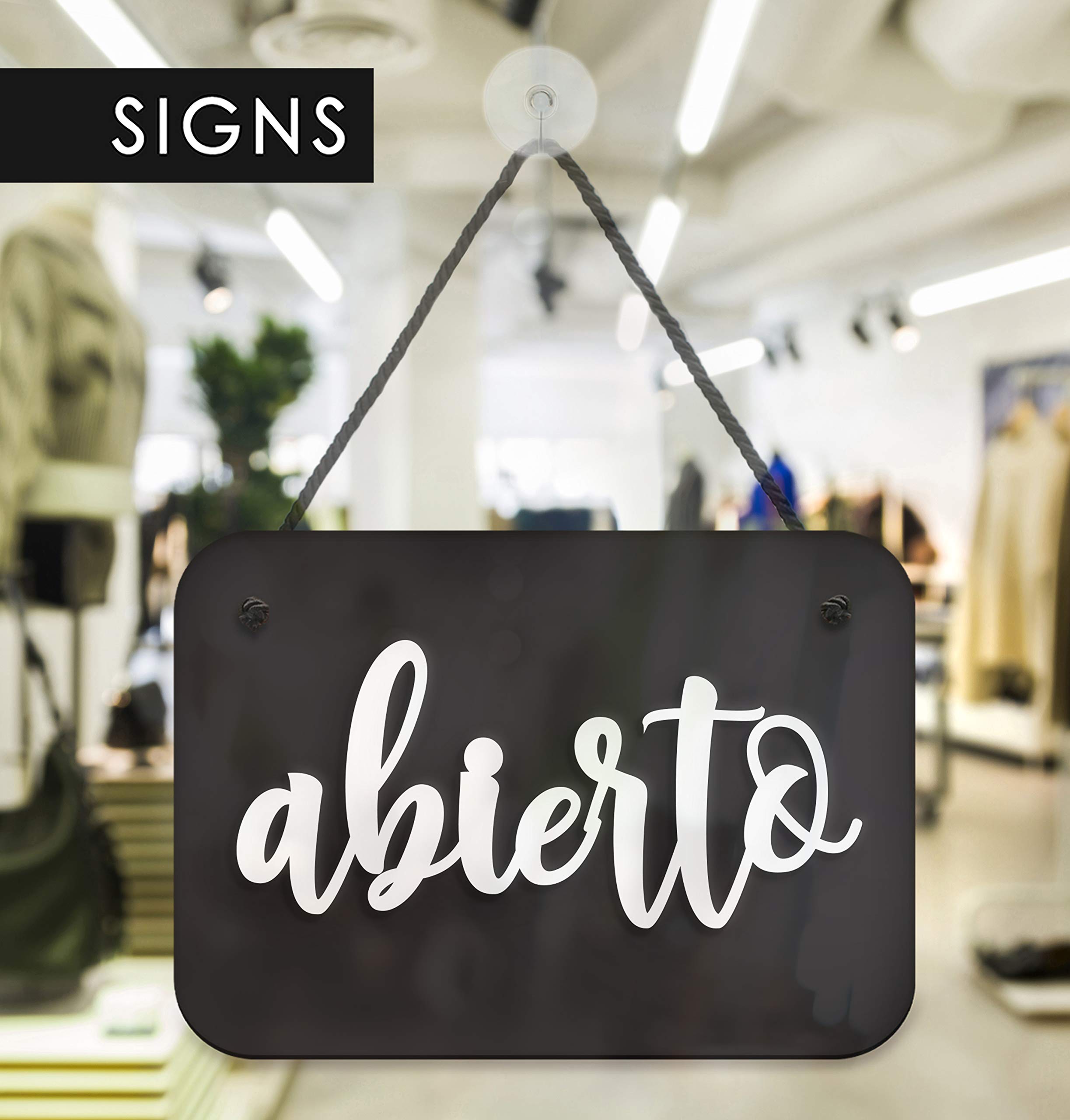 SIGNS | Shabby Chic - Abierto Cerrado cartel doble cara signo [OC12] - Placa de la puerta colgante de doble cara - Letrero de la tienda comercial reversible