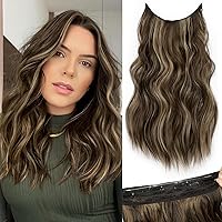 Vista 88 de KooKaStyle - Extensiones de cabello con hilo invisible, diadema transparente, ajustables, 4 clips fijadores, cabello largo y ondulado de 12
