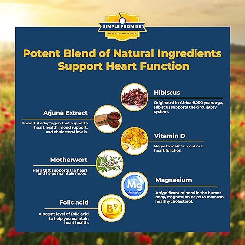 Miniatura 5 de Simple Promise Prociva - Suplemento de salud cardíaca con extracto de corteza de Arjuna con ácido fólico, vitamina D y magnesio, apoyo a la presión
