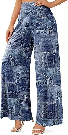 JZC Women's Palazzo Lounge Pants Casual Wide Leg Pants High Waist Flowy Toursers with Pockets