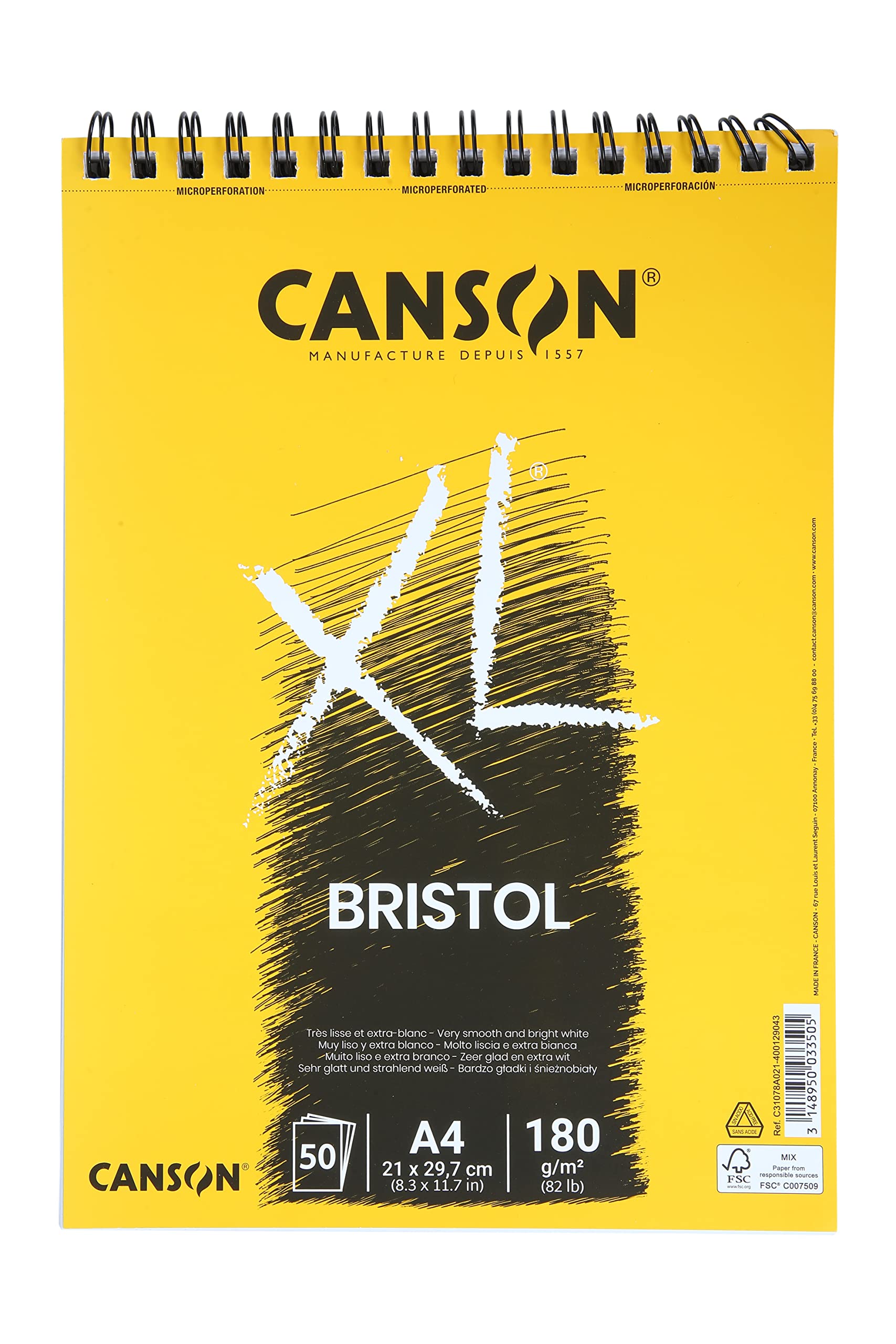 Canson XL Bristol 180 GSM Very Smooth A4 Bright White Spiral Sketching Pad (50 Sheets, Bright White) (B09LCXPN6Z) Amazon Price History, Amazon Price Tracker