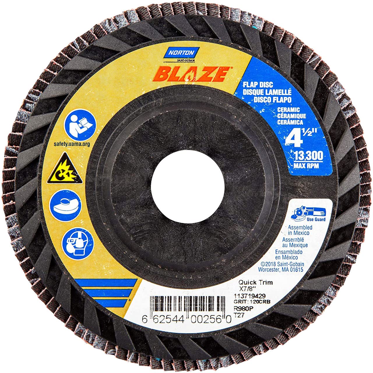 Amazon.com: Norton 66254400256 4-1/2x7/8” Blaze R980P Ceramic