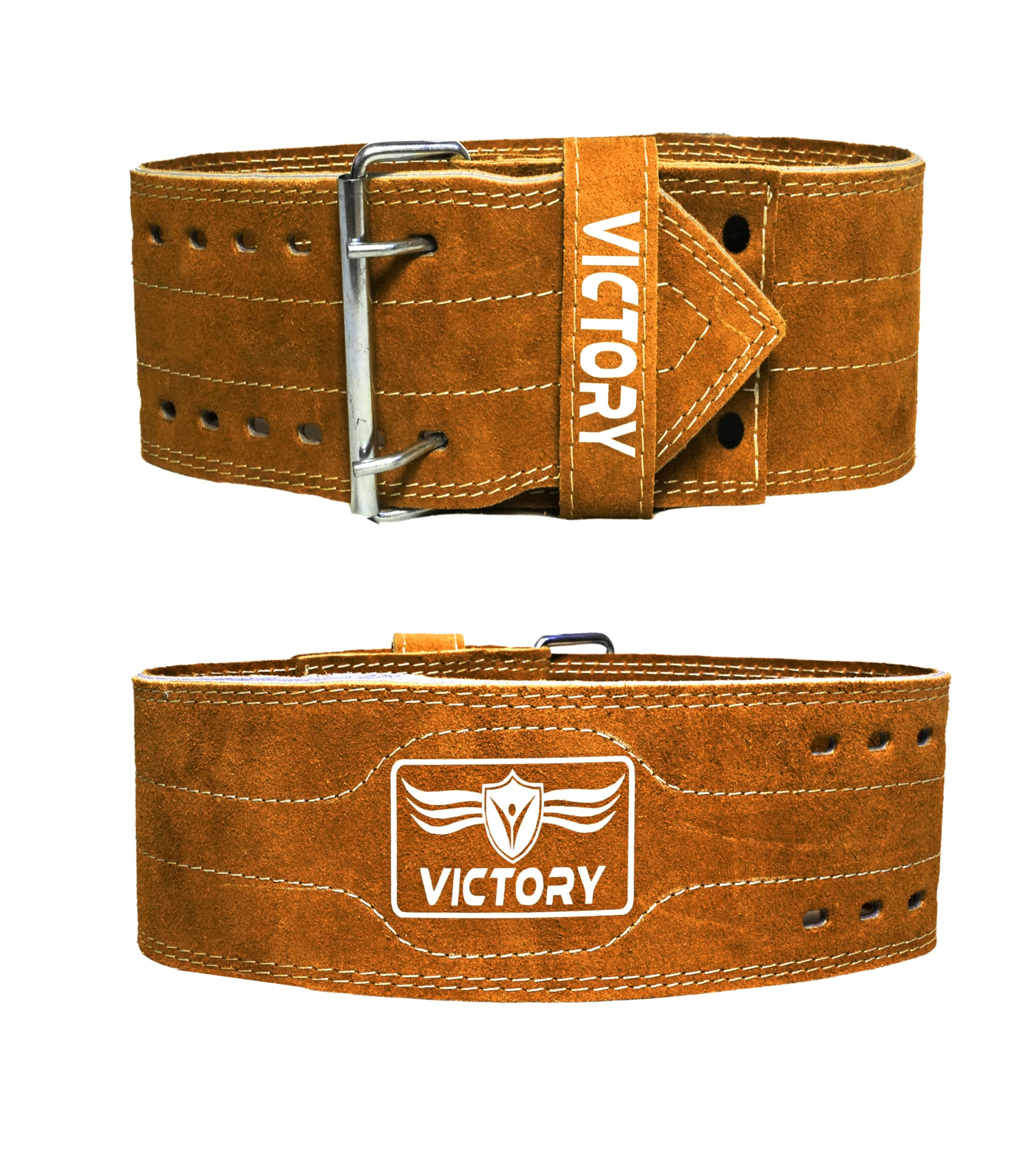 VictoryVICTORY Weight Lifting Belt, Genuine Leather Weight Lifting Belt 4" inch Durable Comfortable Lower Back Support for Men Women | Body Fitness Gym Back Support Weightlifting Belt (Brown, L)