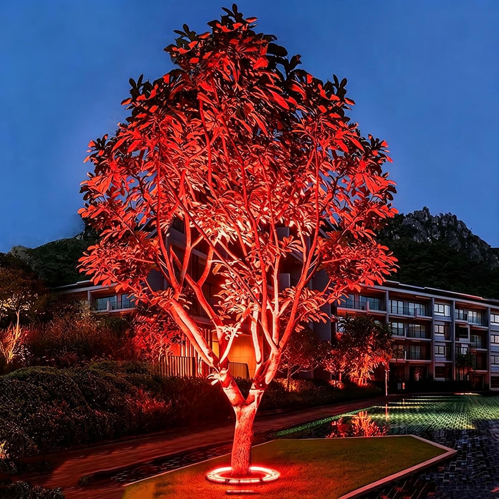 Luce per abbracciare l'albero all'aperto, luci ad anello per palme