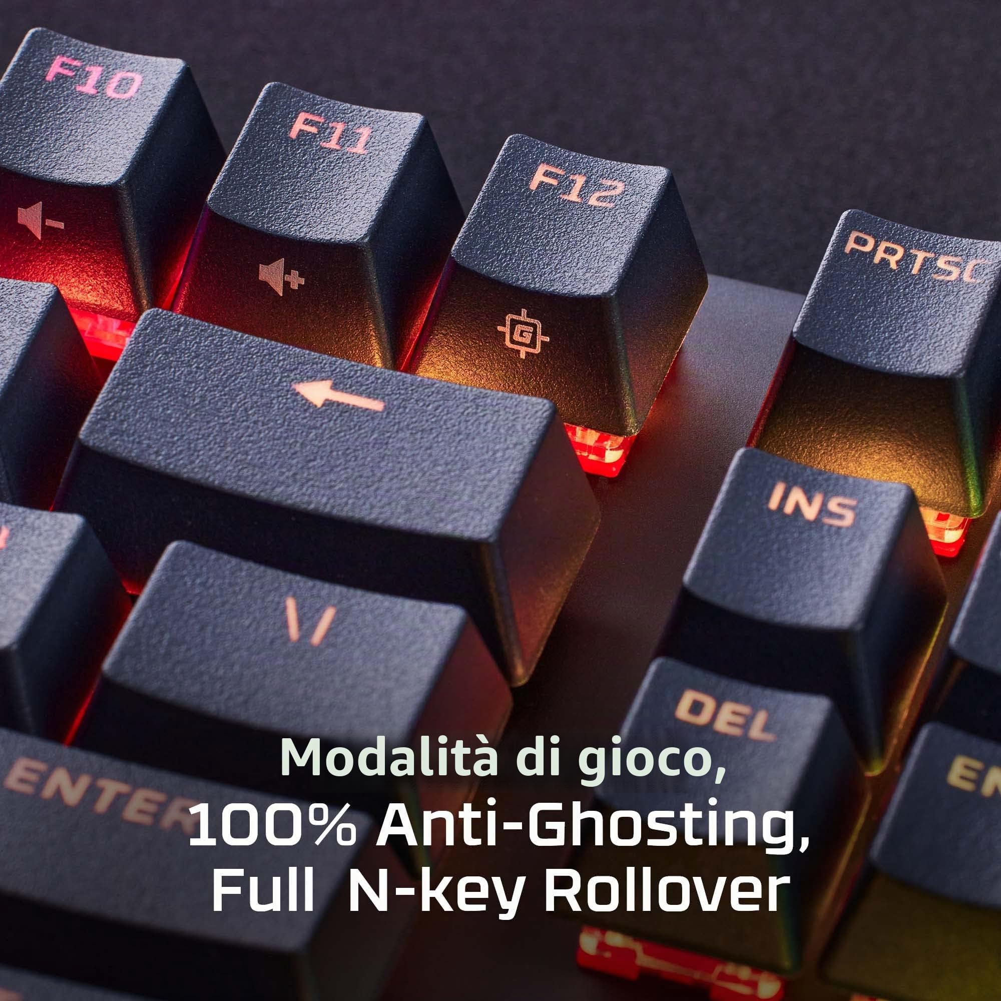 HyperX Alloy Origins PBT, Tastiera Meccanica da Gaming Cablata, Illuminazione RGB, Telaio in Alluminio, 80 Milioni di Pressioni, Copritasti presenti, 3 Dispositivi Collegabili, Layout Inglese, Nera